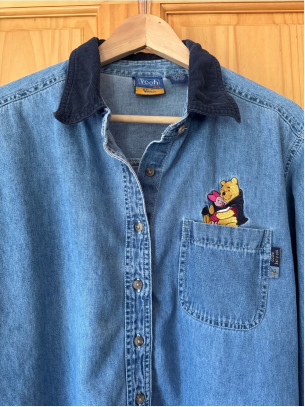 Disney Denim Shirt with Embroidered Pooh, Piglet and honeypot graphic size 20 - Picture 3 of 5